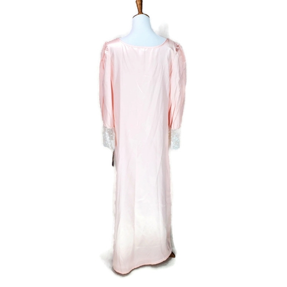 Vintage Lucie Ann II Made in the USA Satin Flannel Lined Lace Nightgown SZ M NWT